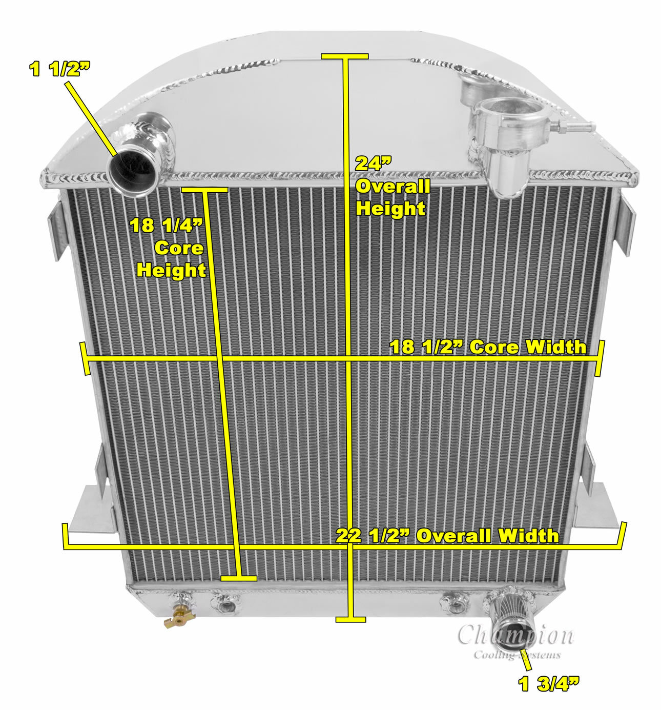 ER Champion 2 Row Radiator for 1917 - 1927 Ford T-Bucket Chevy Configuration
