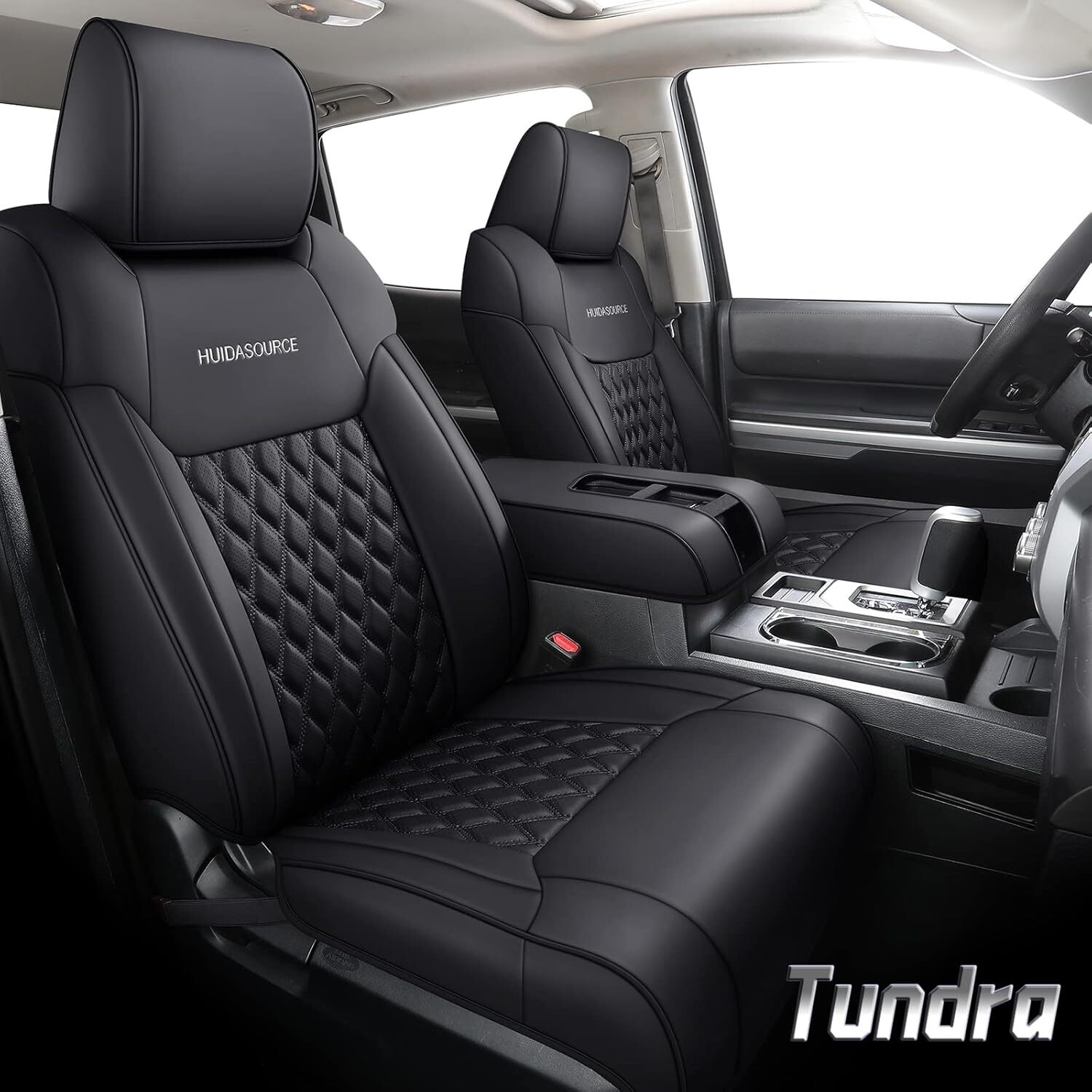 Huidasource Tundra Seat Covers, Front & Rear Fits 2014-2021, Full Set/Black 