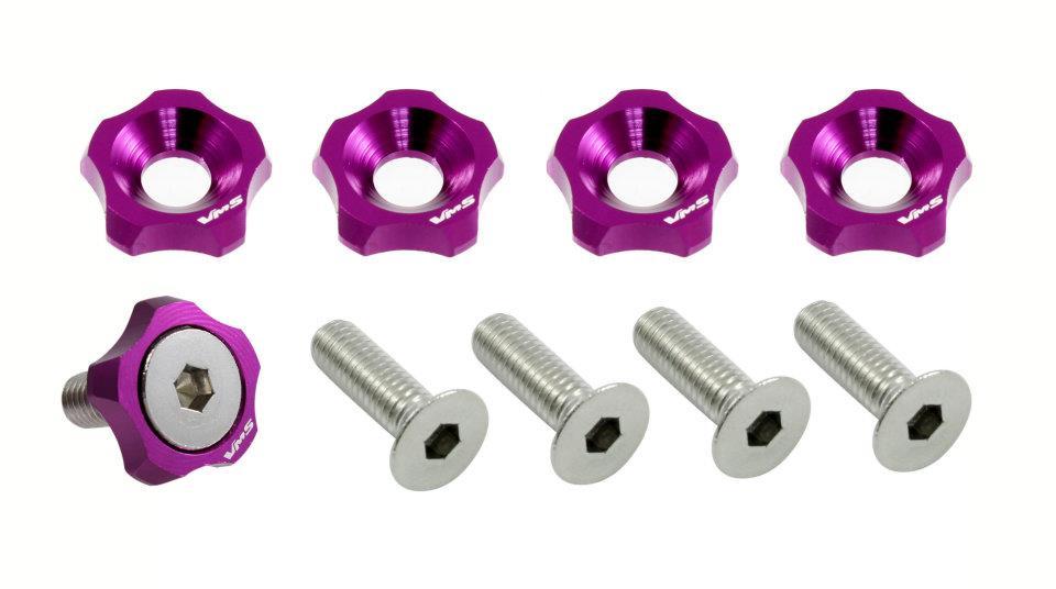 NEW VMS STAR 5 PC FENDER BUMPER HEADLIGHT WASHER 10MM 10 MM BOLT KIT PURPLE