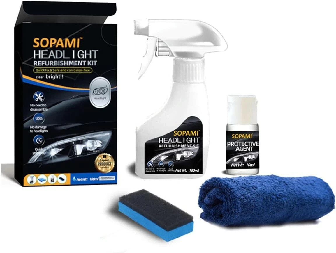 Automotive Headlight Restoration Kit Oxidized and Yellowed Automotive Headlamps