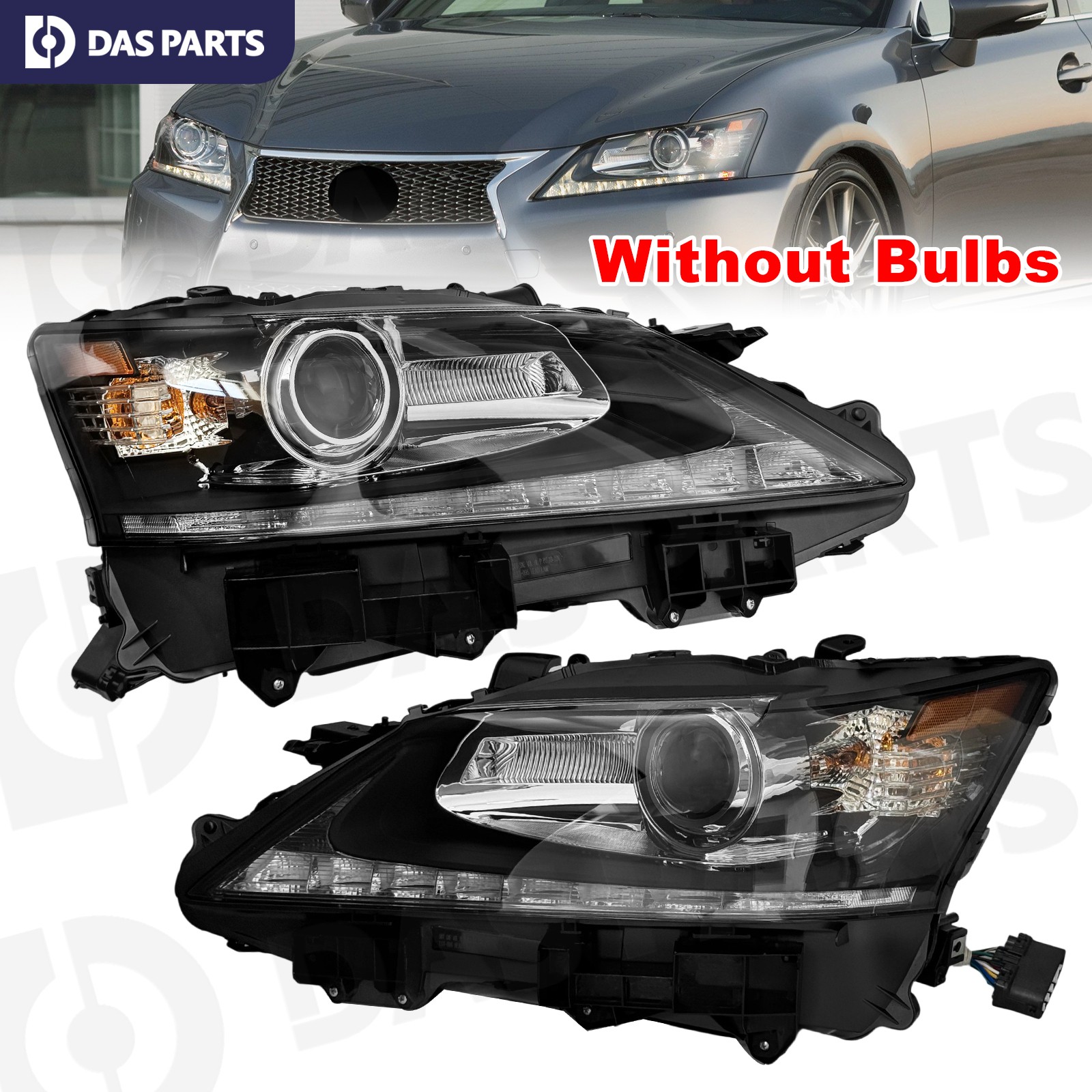 For 2013-2015 Lexus GS350 GS450h w/o AFS LED DRL Projector HID Headlight L + R