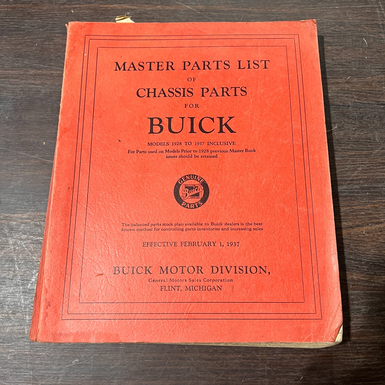 1928-1937 Buick Master Chassis Parts Catalog Book Original OEM Rare HTF Flint MI