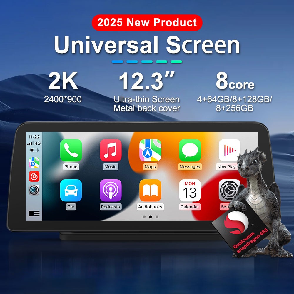 12.3in Universal Car Vide Player Radio Stereo Wireless Carplay Bluetooth DSP GPS