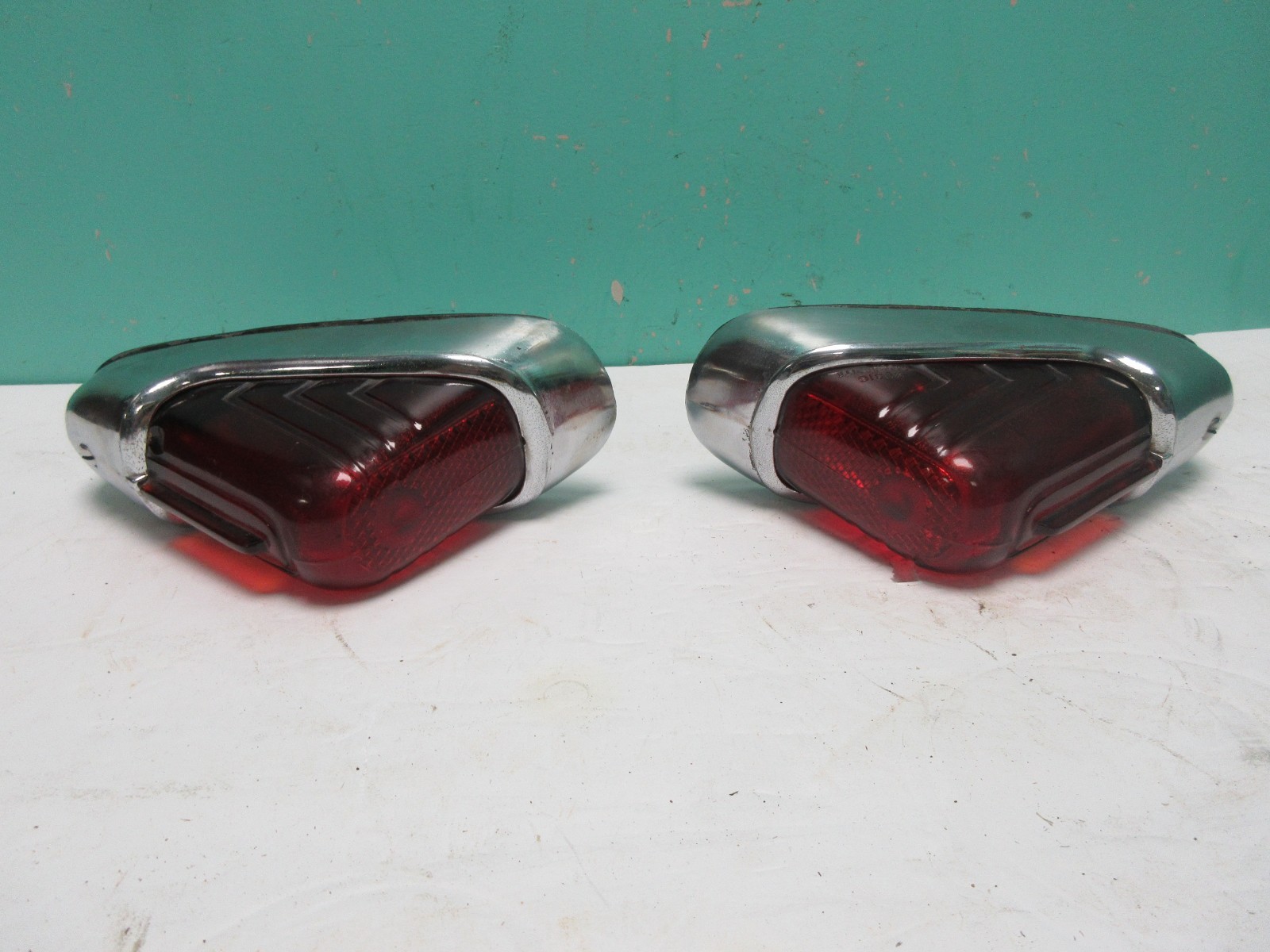 Original 1938 Buick Special Pair Tail Lights 921798 + 921797 Lens Housing Bezel Original 1938 Buick Special Pair Tail Lights 921798 + 921797 Lens Housing Bezel