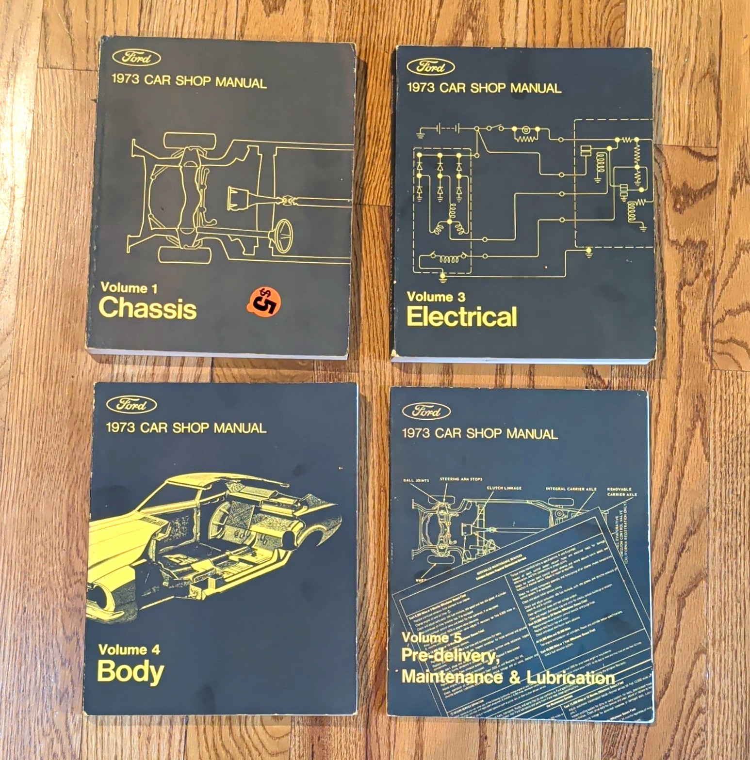 1973 Ford Car Shop Manual Vol 1 3 4 5 Chassis Electrical Body OEM Repair