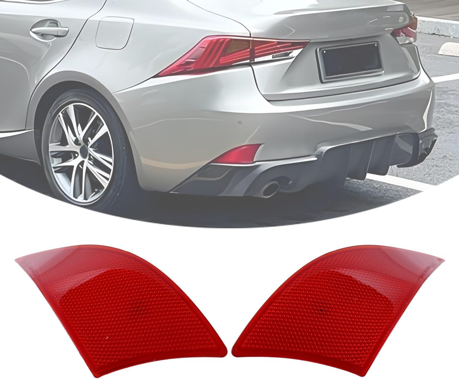 For 2014-20 Lexus IS250 IS300 IS350 IS200t Rear LH&RH Bumper Reflector Red Cover
