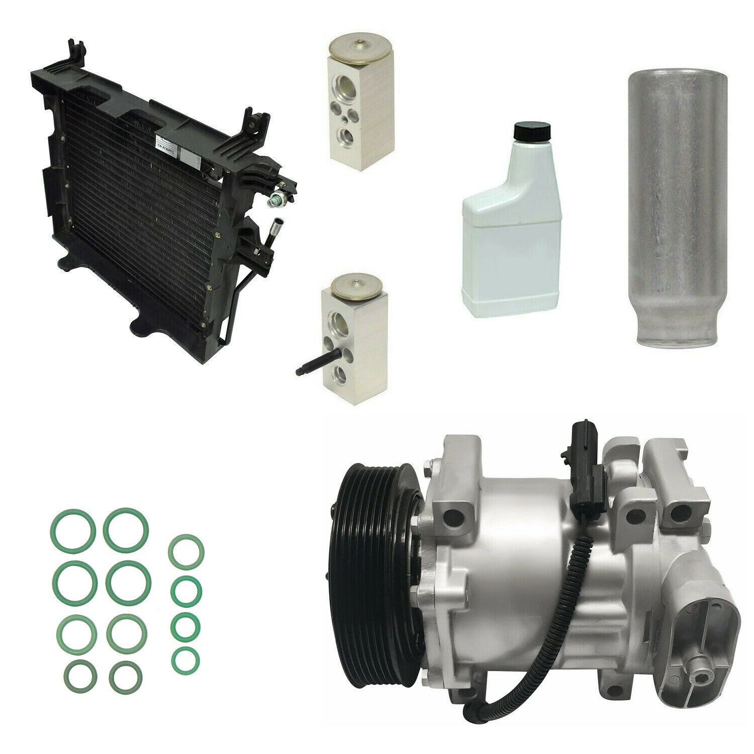REMAN COMPLETE A/C COMPRESSOR KIT EG553 WITH CONDENSER AND VALVES