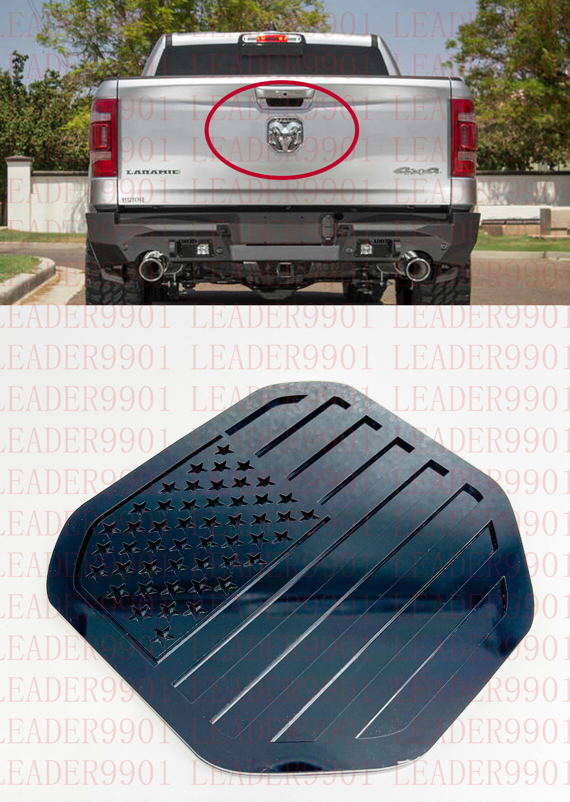 2019-22  AMERICAN FLAG BADGE FITS 2019-2021 Ram 1500 2500 Tailgate Black Emblem