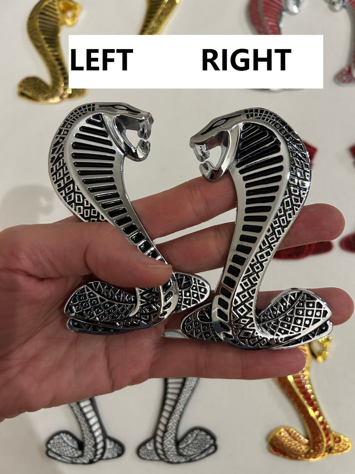 Metal Cobra Snake Dash Shelby Fender Grille Emblems badge Ford Mustang 3.75 in Metal Cobra Snake Dash Shelby Fender Grille Emblems badge Ford Mustang 3.75 in