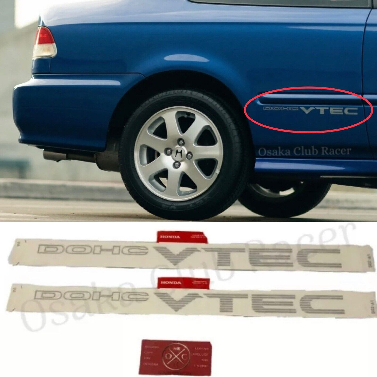 GENUINE OEM 99-00 Honda Civic Si DOHC VTEC Side Decals EM1 Stickers USDM JDM EK