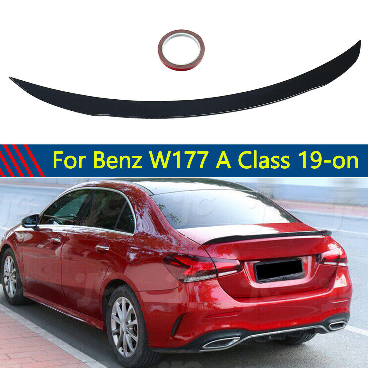 For 2019-on Benz W177 A Class V177 Gloss Black Rear Trunk Spoiler Boot Wing Lid
