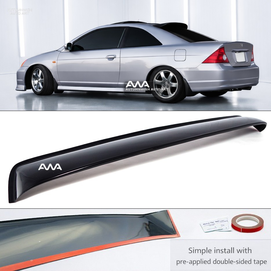 For 01-05 Honda Civic Coupe Rear Window Roof Vent Visor Spoiler Wing Acrylic