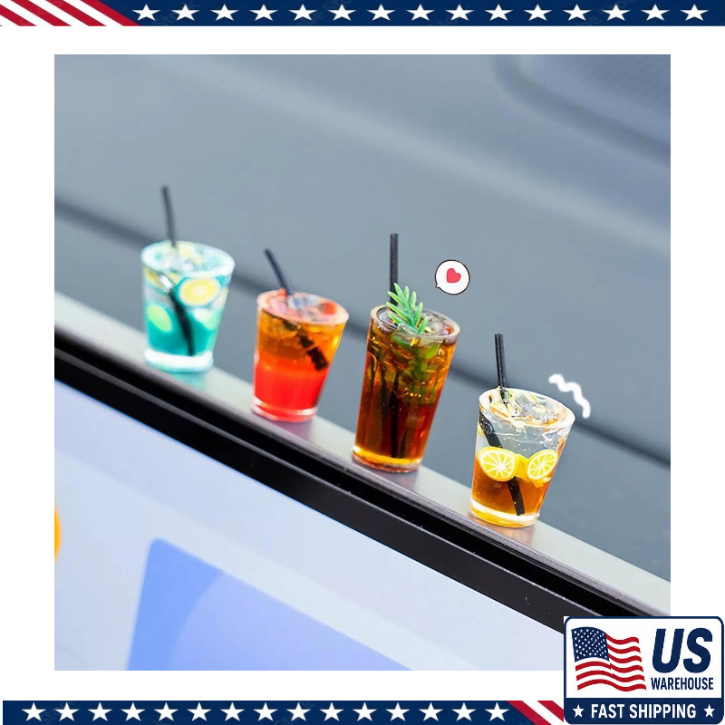 4 Pcs Cute Mini Drinks Car Rearview Mirror Dashboard Decor, Funny Beverage Dash 4 Pcs Cute Mini Drinks Car Rearview Mirror Dashboard Decor, Funny Beverage Dash