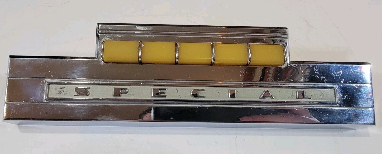 Used OEM GM Chrome Dashboard Emblem 1940 Buick Special Chrome Radio Block Off 