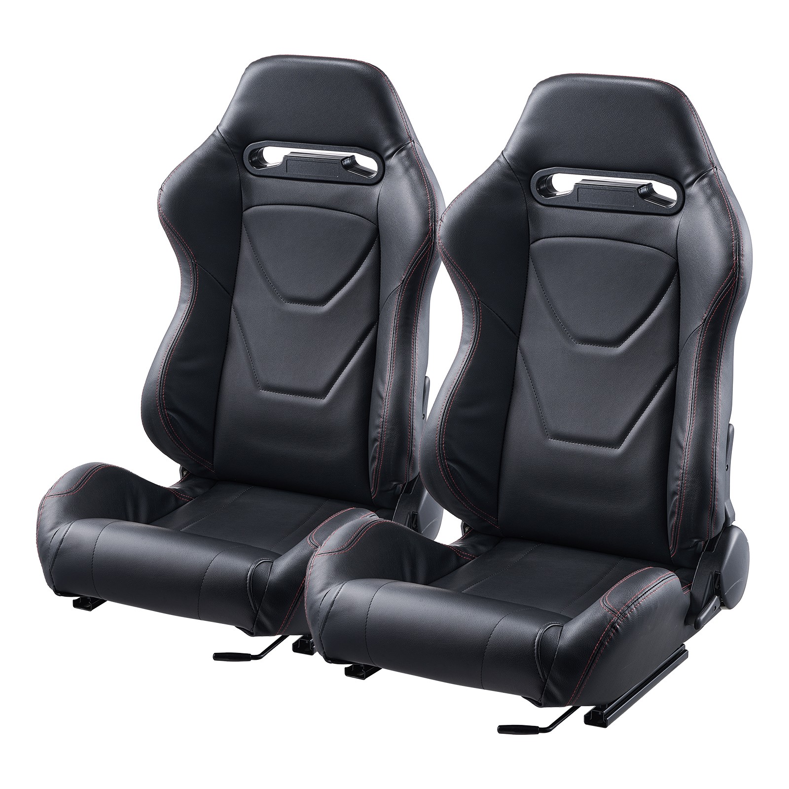 Uimoso 2-Piece Adjustable Racing Chair Set with PVC Leather and Q235B Slider