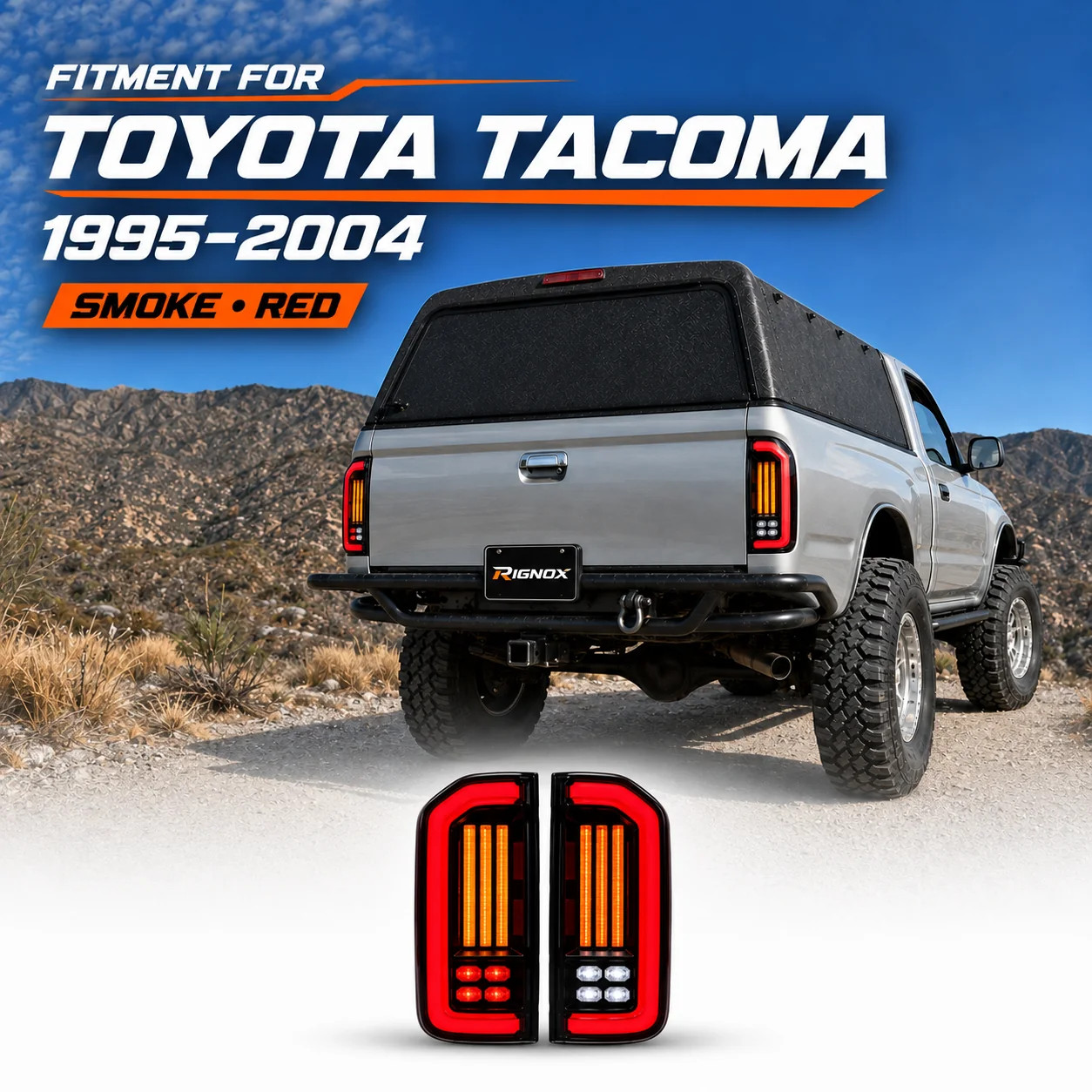 Pair Smoked Red Sequential LED Tail Lights Assembly For Toyota Tacoma 1995-2004