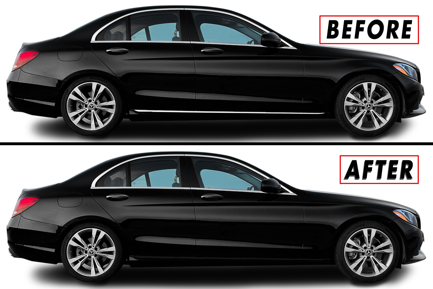 Chrome Delete Blackout Overlay for 15-21 Mercedes C Class Sedan Lower Door Trim