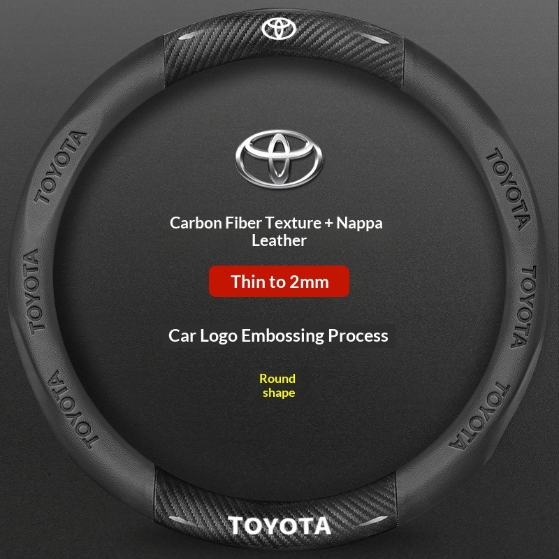 For Toyota-All-Series- Carbon Fiber Nappa Leather Steering Wheel Cover