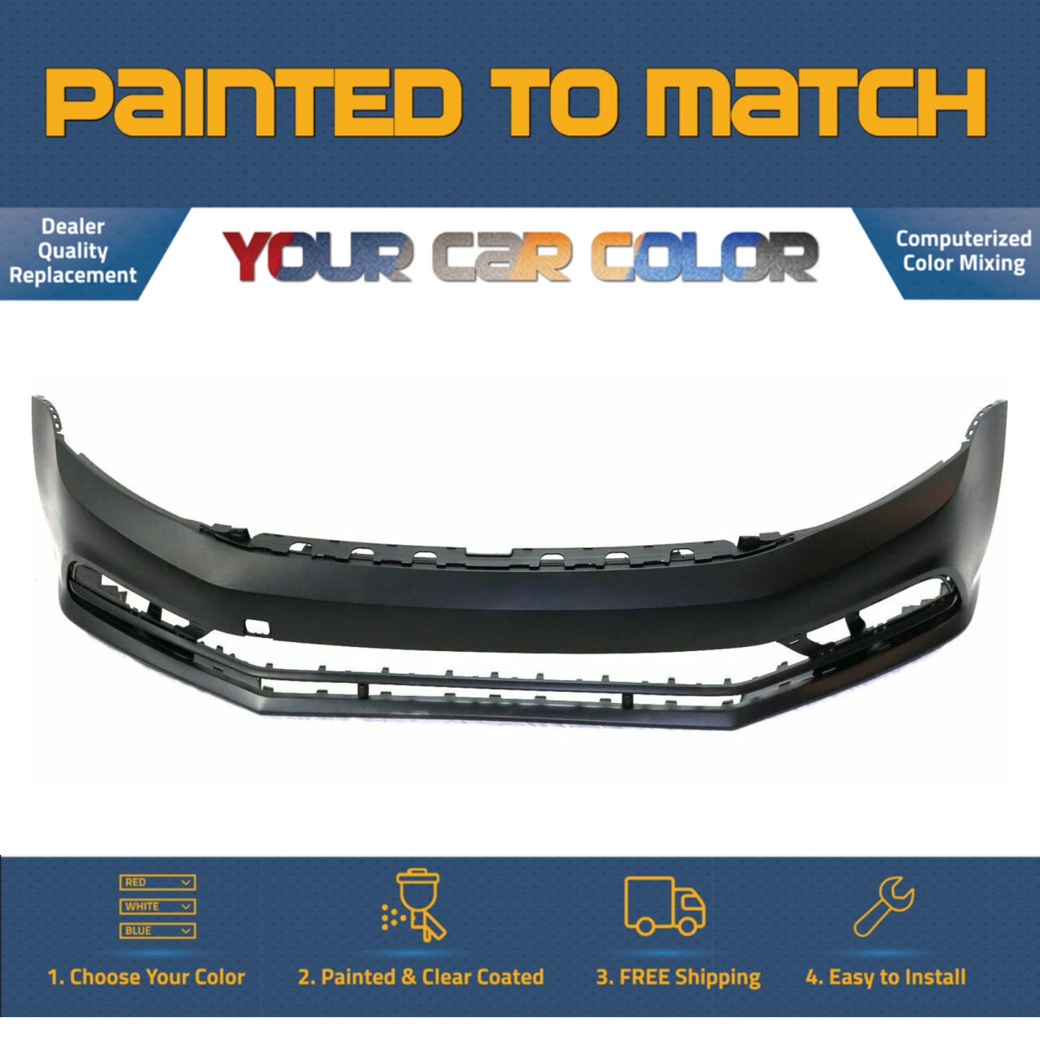 For 2015-2018 Volkswagen Jetta Front Bumper Painted to Match