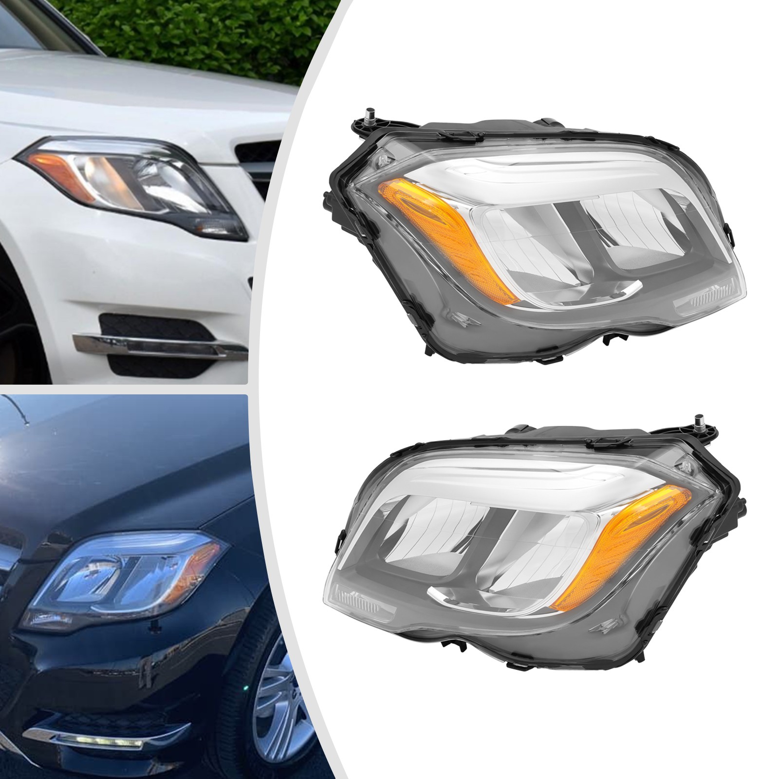 Halogen Headlamp For 2013-2015 Mercedes-Benz GLK350 GLK250 Headlights LH/RH Opt.
