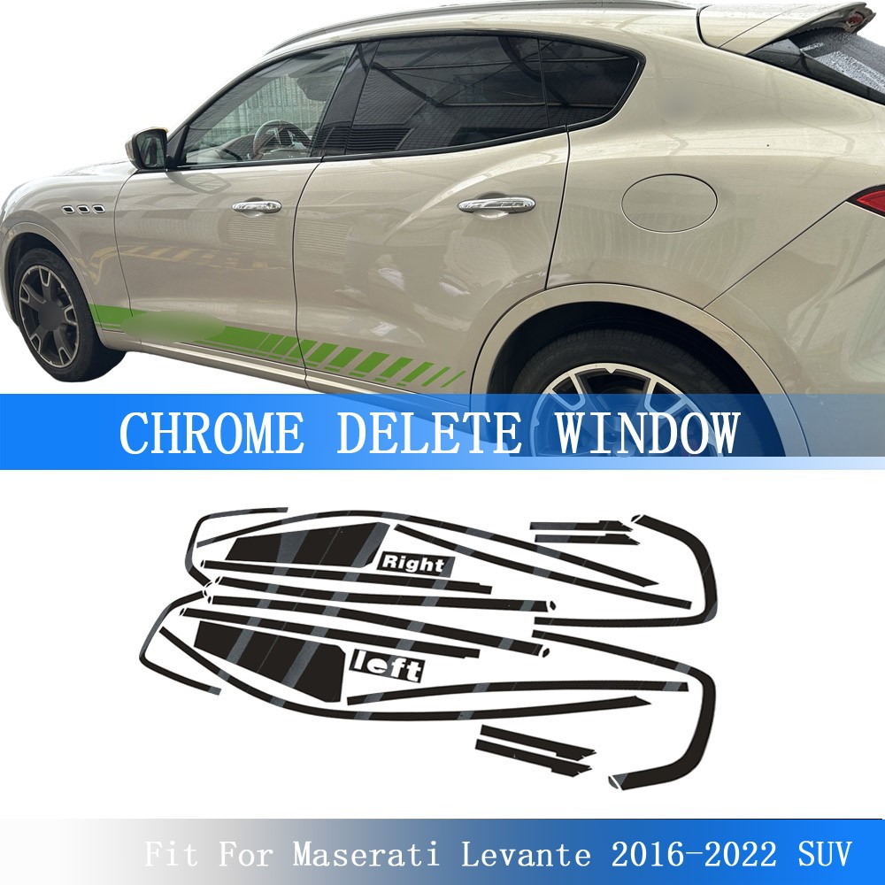 Glossy Black Chrome Delete Window Trims For Maserati Levante 2016-2022 SUV