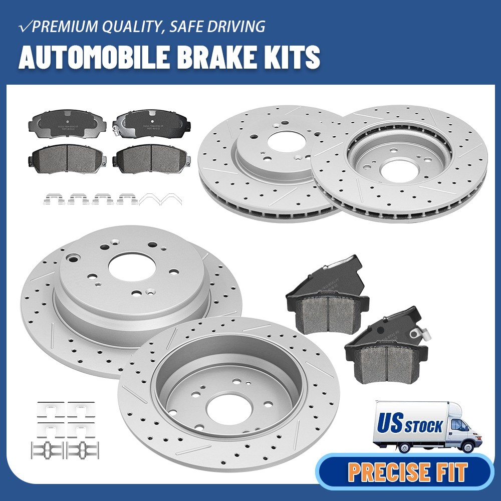 AWD Front+Rear Drilled Brake Rotors Ceramic Pads W/Clips for 2007-2012 Acura RDX