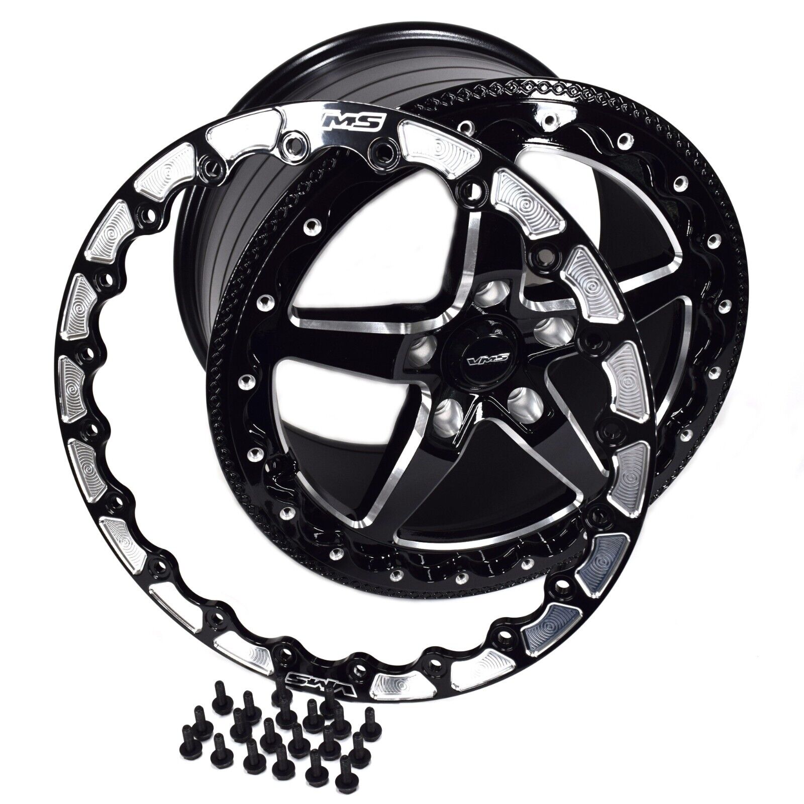 VMS Racing Black Beadlock Vstar Rim Wheel 17x10 5X120 +44 For 10-20 Chevy Camaro