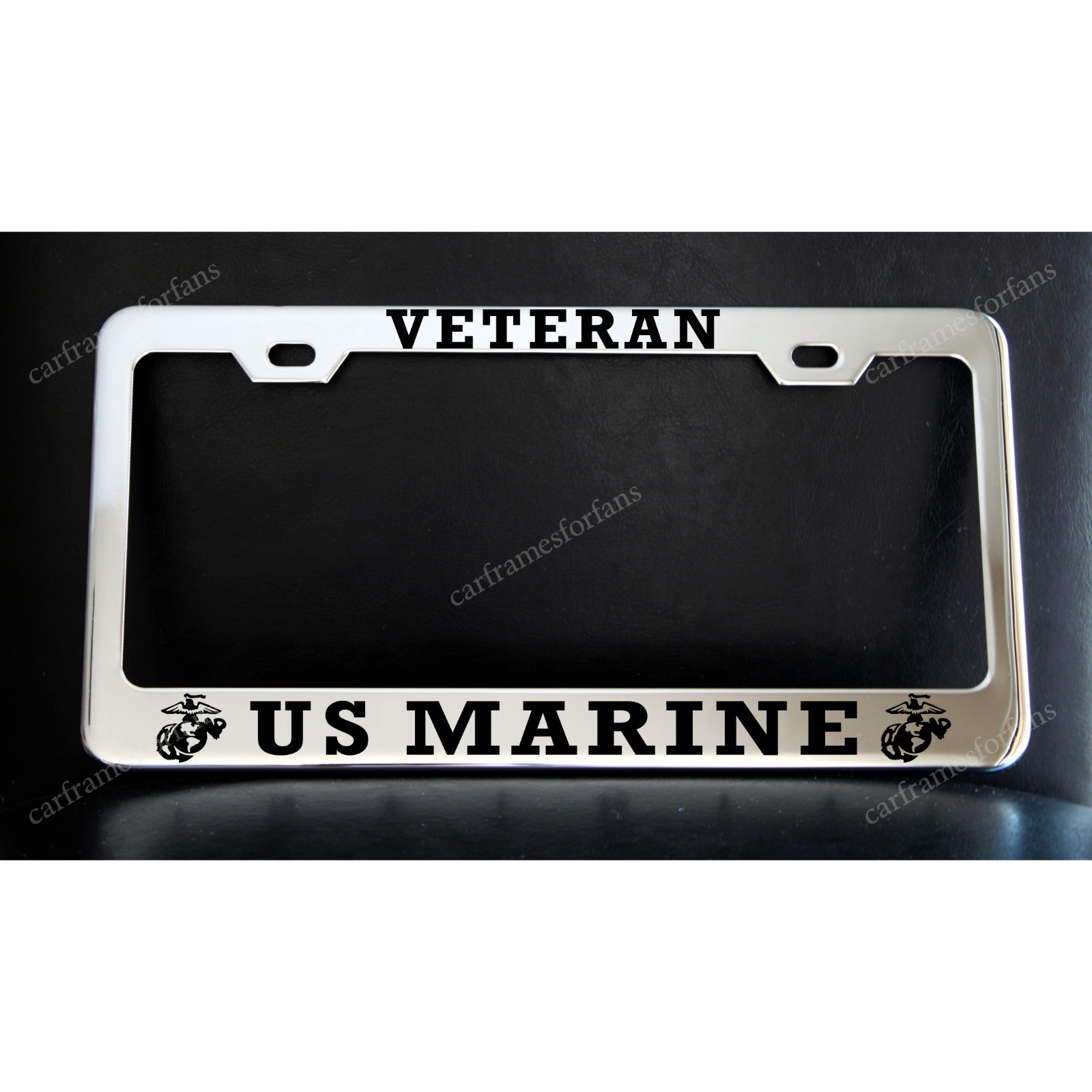 UNITED STATES MARINE VETERAN License Plate Frame Premium Chrome Metal Car Tag UNITED STATES MARINE VETERAN License Plate Frame Premium Chrome Metal Car Tag