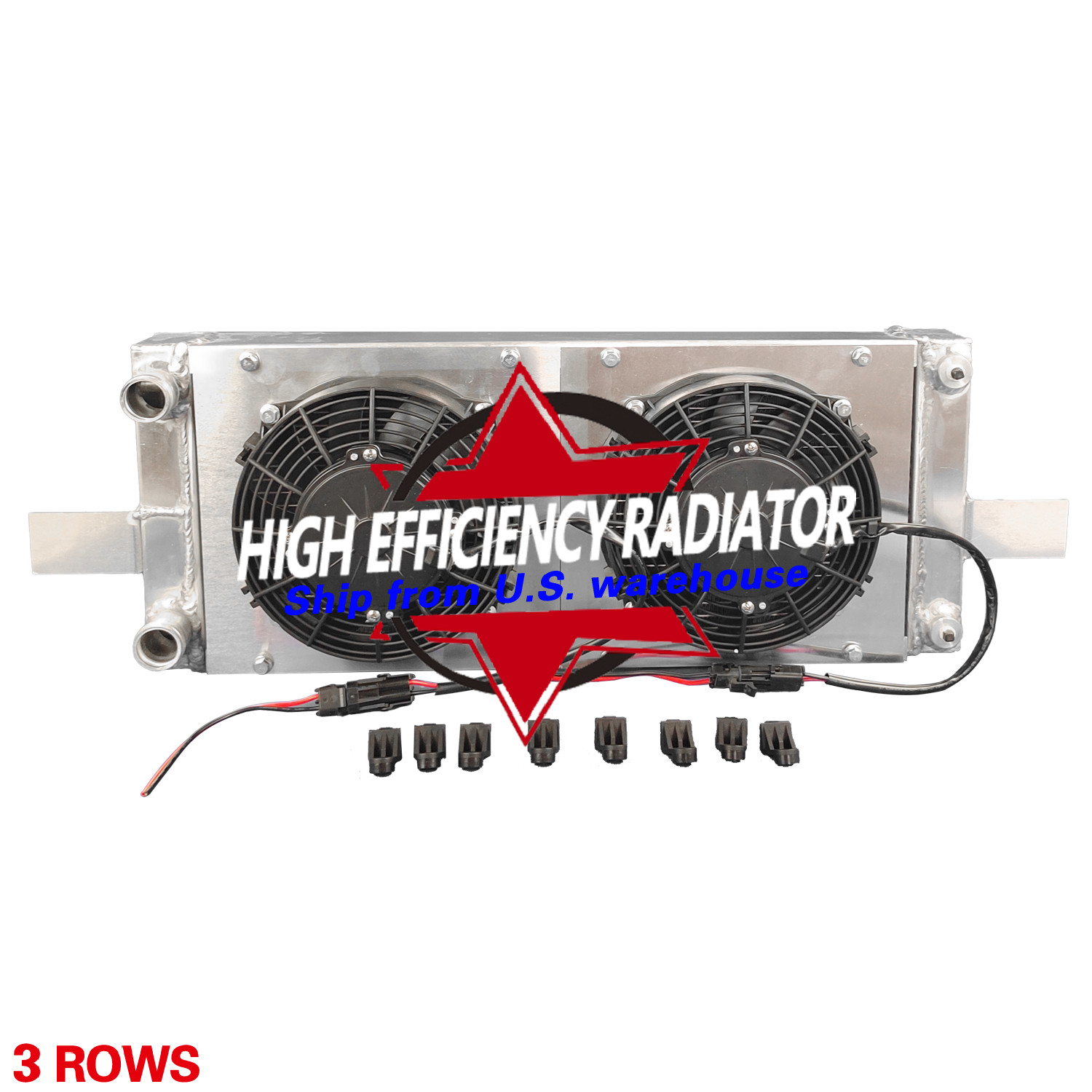 Universal Pocket Tucked Aluminum Radiator＋Fan For Honda Civic CRX-RH249525 3 ros