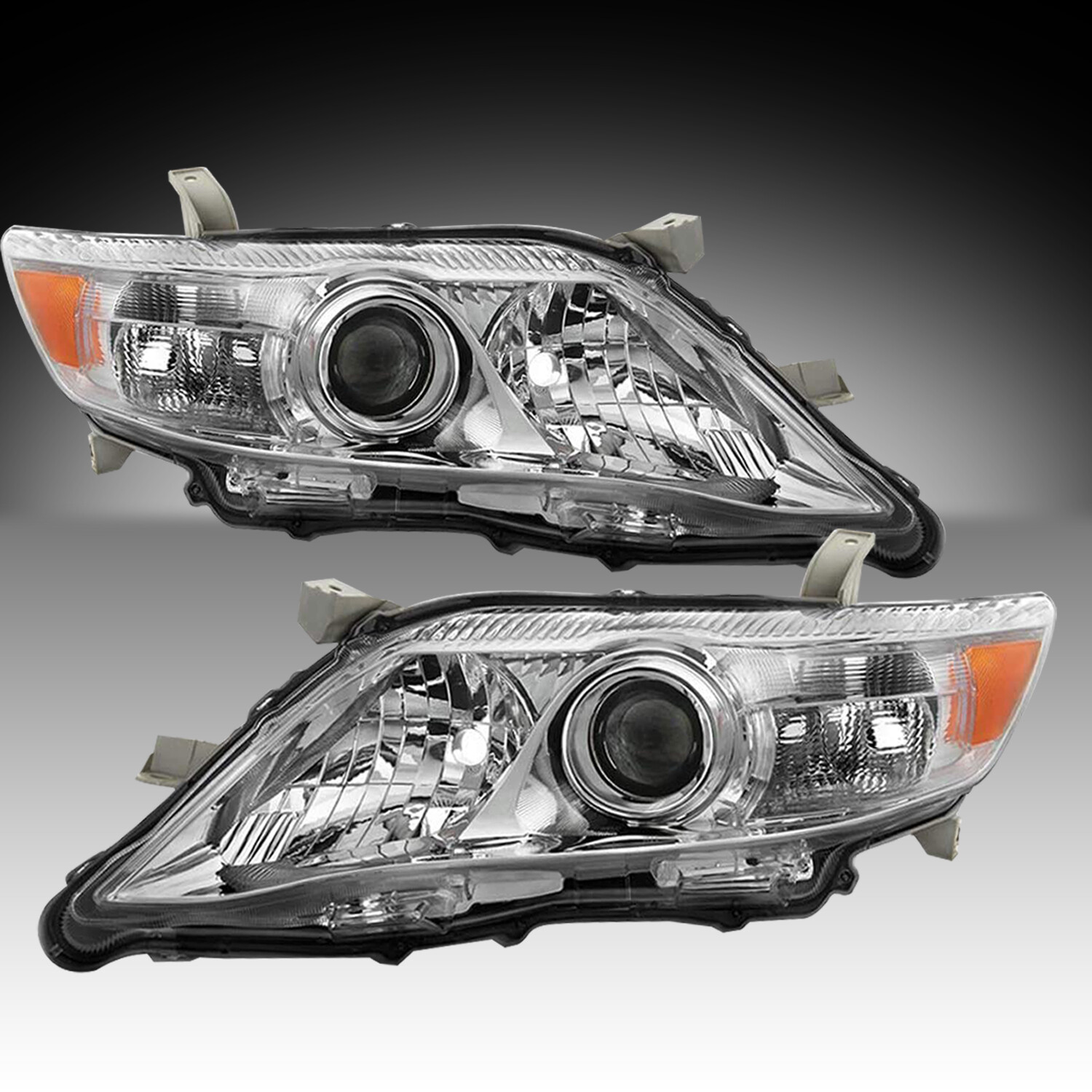 For 2010-2011 Toyota Camry Sedan Chrome Headlights Amber Corner Lamps Left+Right