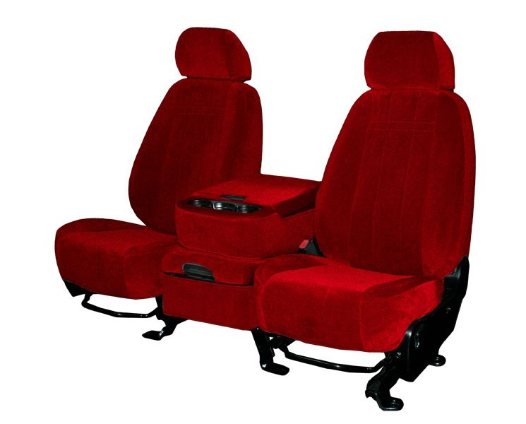 CalTrend Car Seat Covers Fit Chevy/GMC C10|C1500|K1500 1980-1991 Red Velour