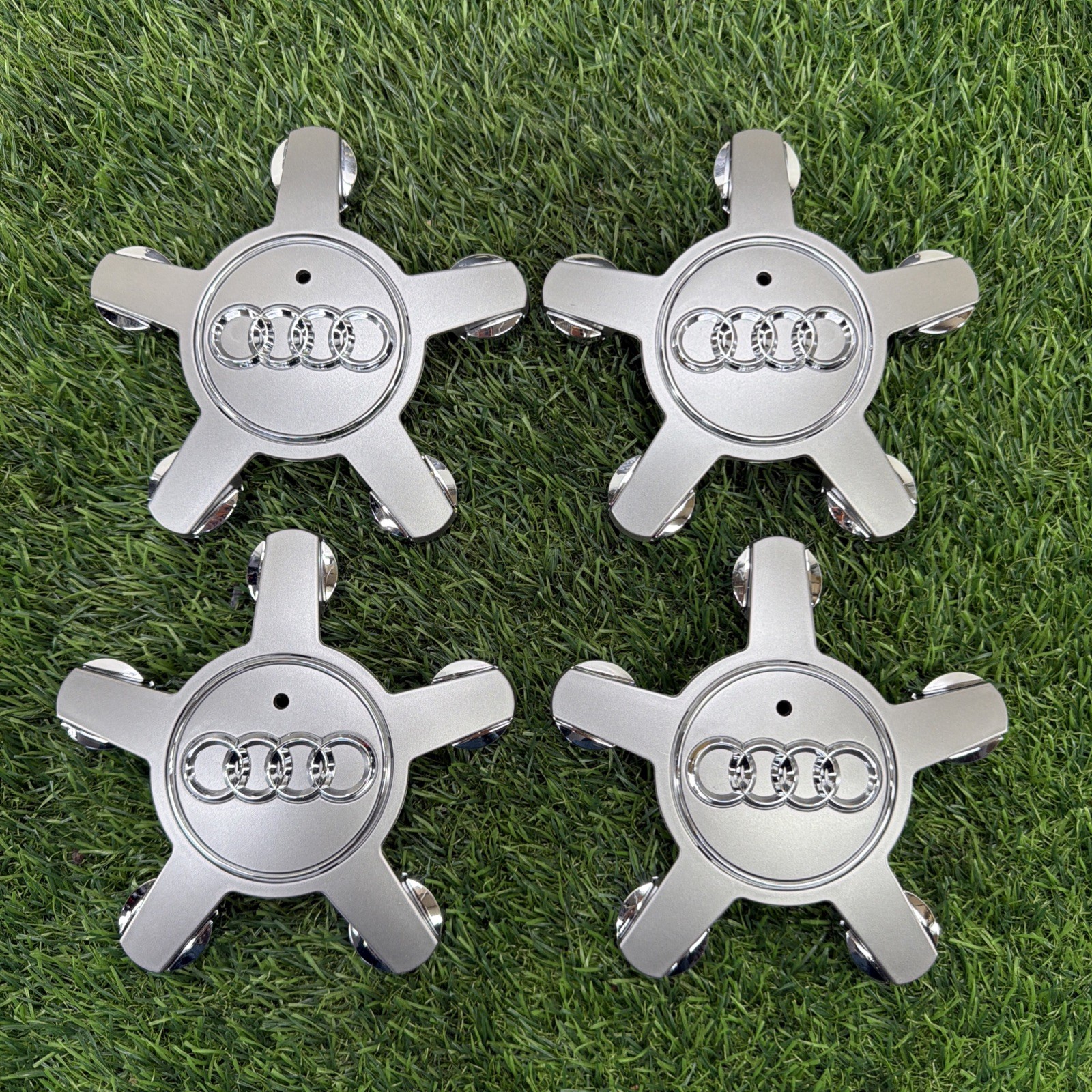 4x AUDI Wheel Center Cap SET Gray 4F0 601 165 N OEM 135mm A3 A4 A5 A6 A7 A8 Q5