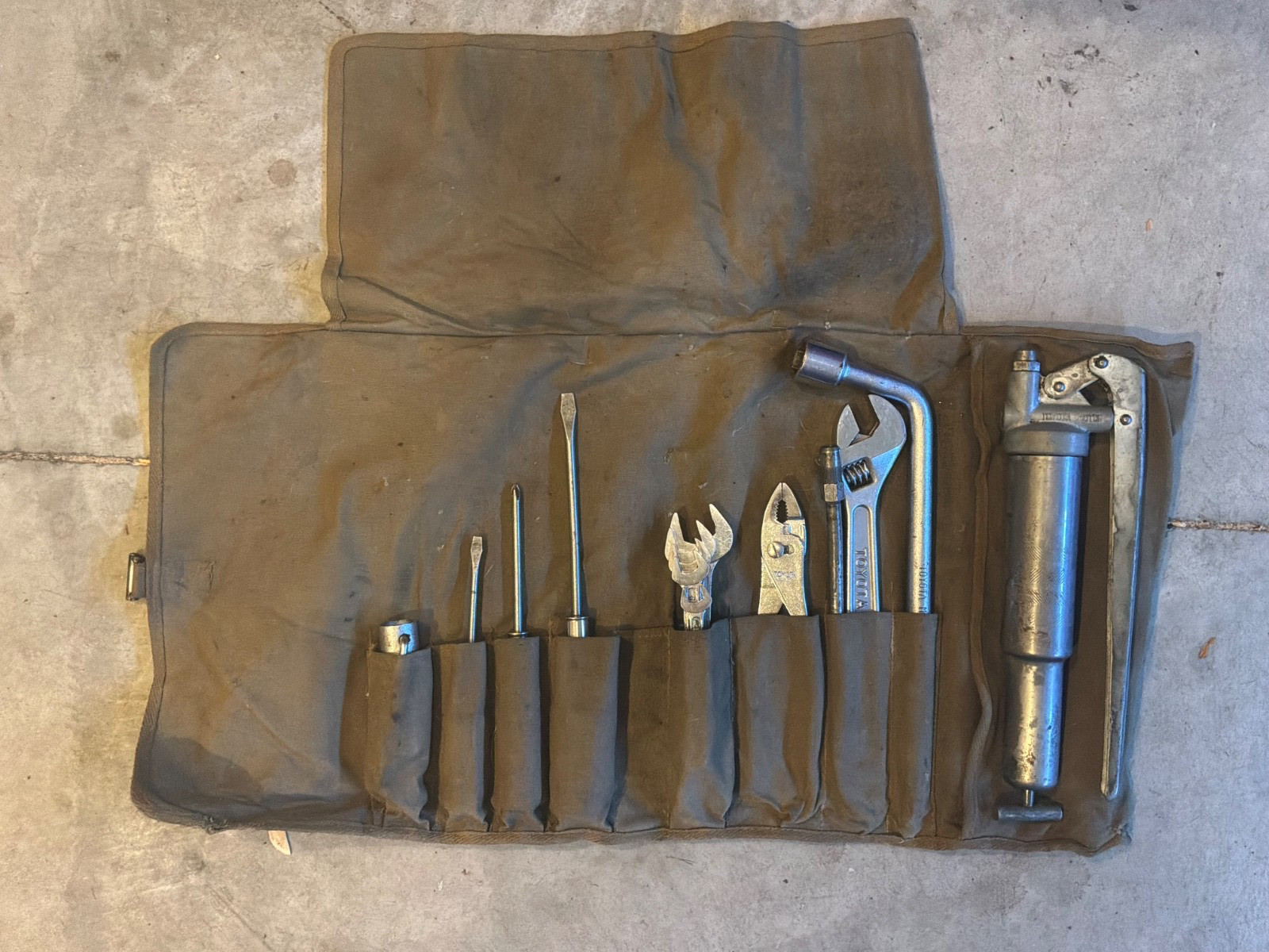 Toyota tools and canvas holder from 1971 Land Cruiser