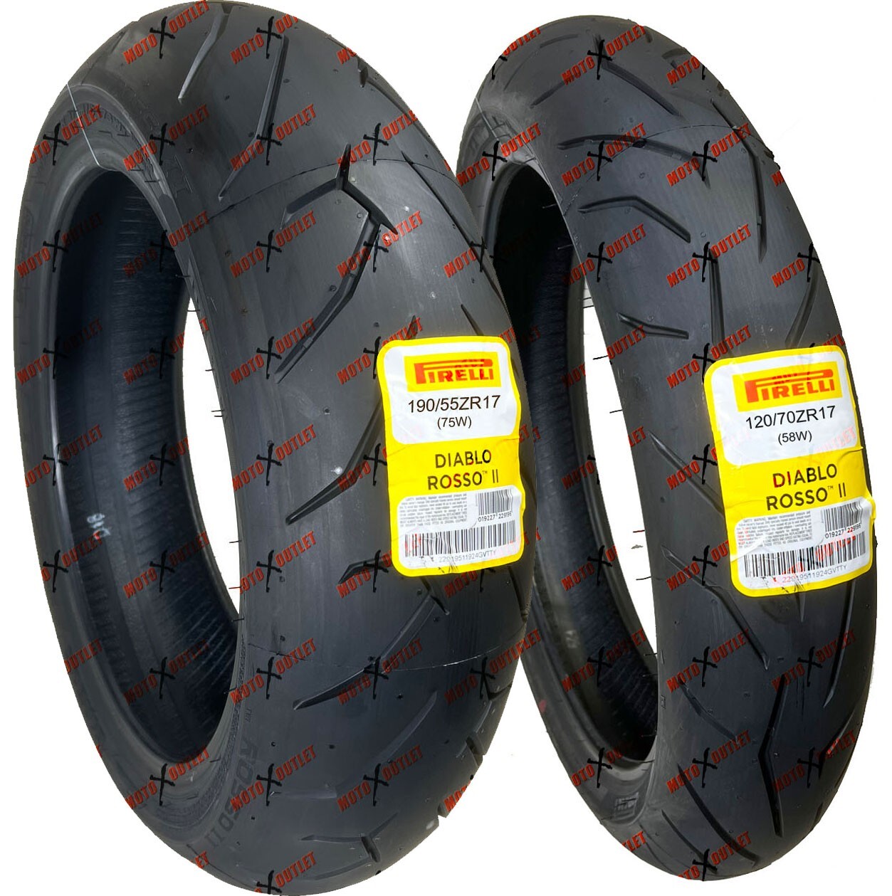 Pirelli Diablo Rosso II 120/70ZR17 190/55ZR17 2 Motorcycle Tire Set Front Rear