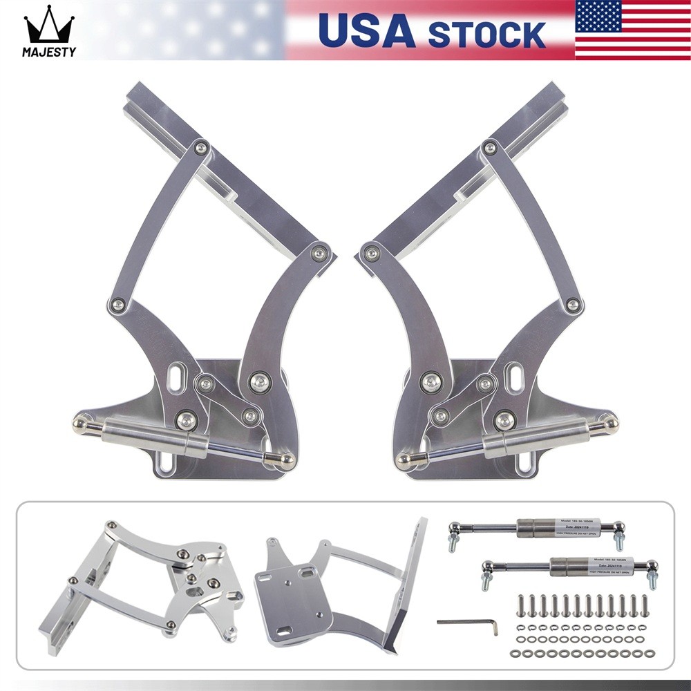 Billet Hood Hinge Kit Pair Left and Right Side For Ford Mustang 1967-1969 Silver