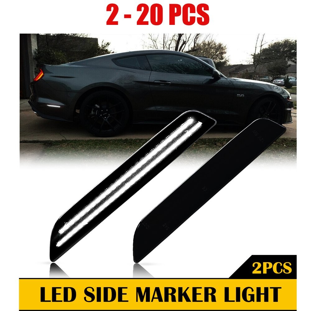 2-20X FOR 10-14 FORD MUSTANG CLEAR FRONT BUMPER SIDE MARKER LIGHT SIGNAL LAMP