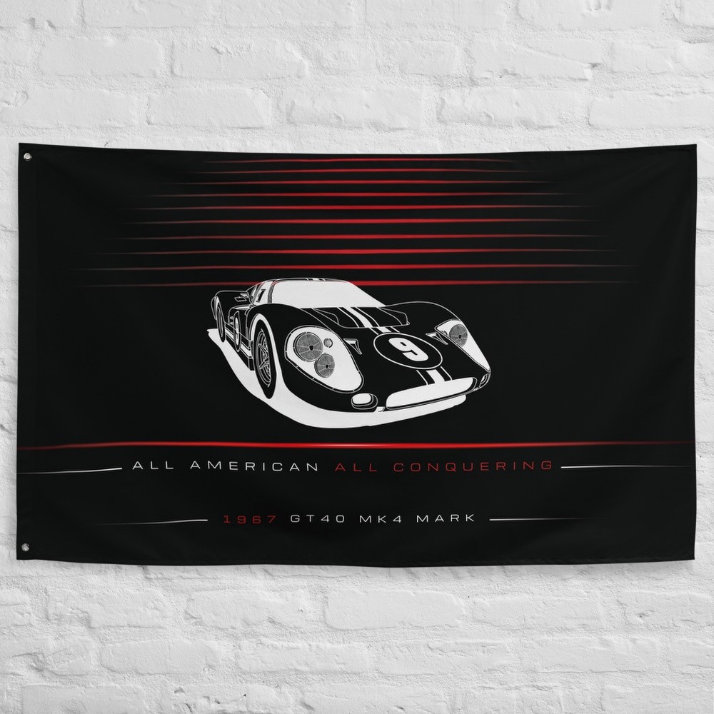 GT40 MK4 Mark IV Race 1967 Car Silhouette Flag 3x5 ft Garage Banner Wall Decor