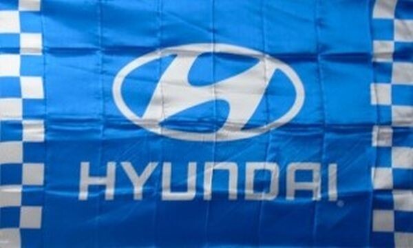 Hyundai Blue Checkered Flag 3x5 FT Banner Flag Car Show Racing Garage Workshop