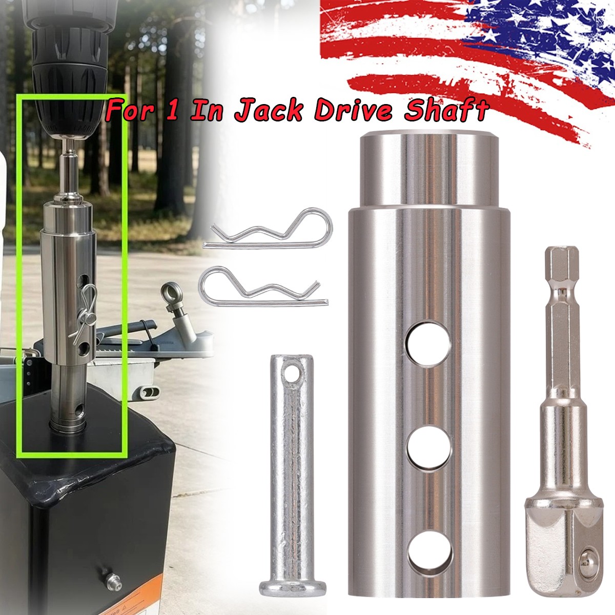 Heavy Duty Trailer Jack Drill Adapter for 1 In Jack Drive Shaft
