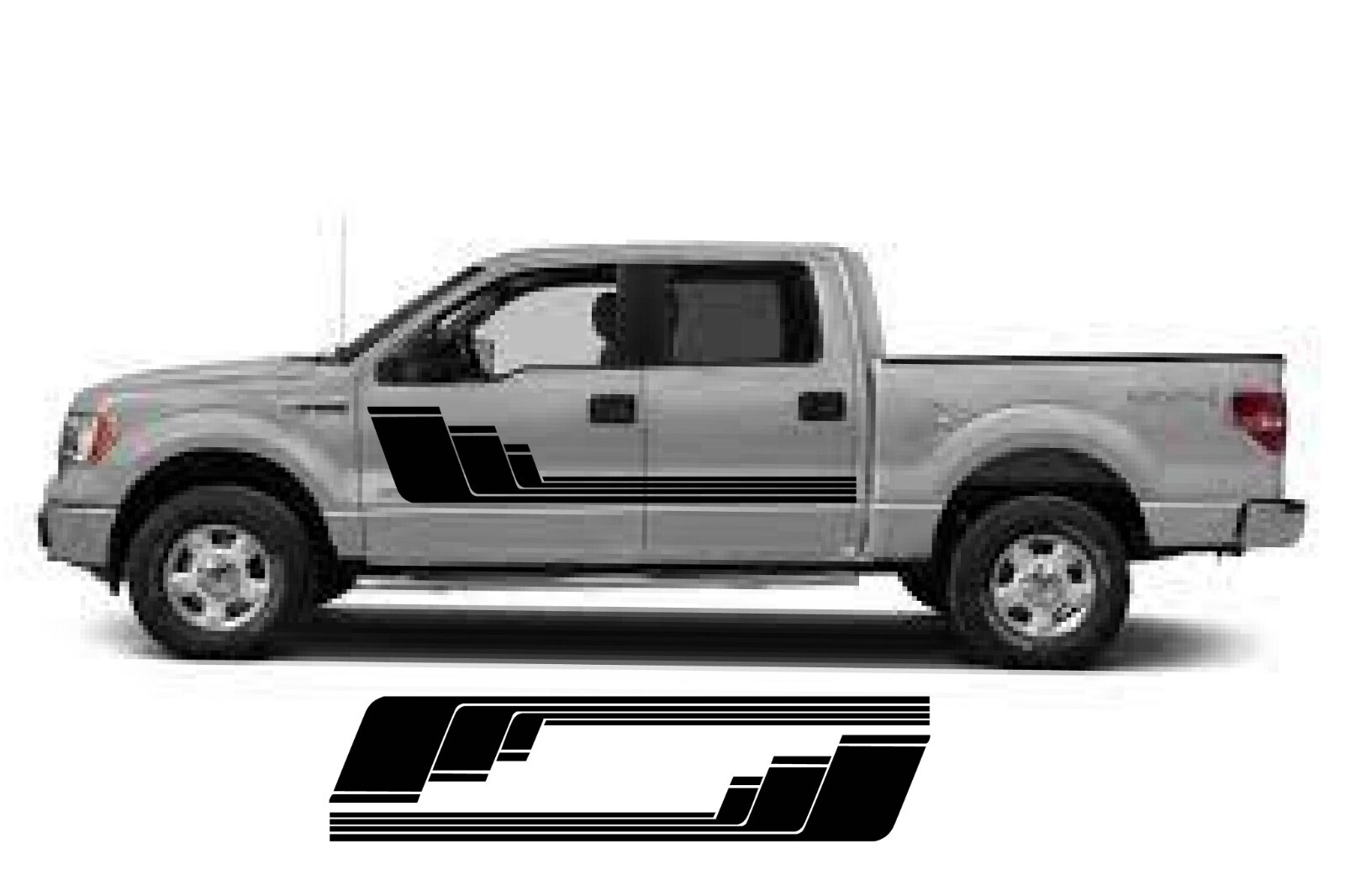 Compatible with Ford F150 F250 F350 Side Hockey Stripes Decals Graphics. Set 