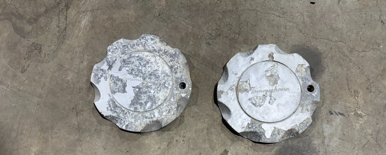 Extremely RARE Vintage JDM Tommy Kaira 8 spoke 3 Piece Center Caps Set of 2 Extremely RARE Vintage JDM Tommy Kaira 8 spoke 3 Piece Center Caps Set of 2
