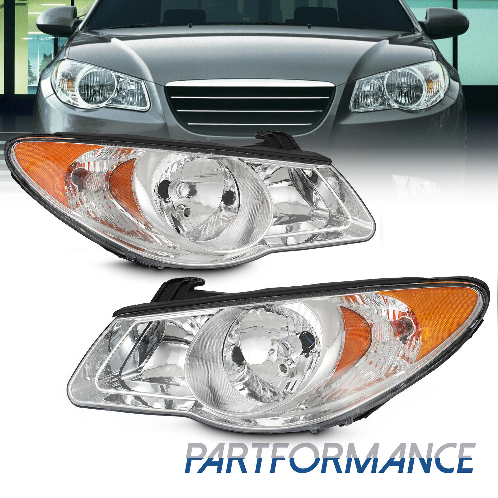For 2007-2010 Elantra Headlights Headlamps Replacement 07 08 09 10 Left+Right