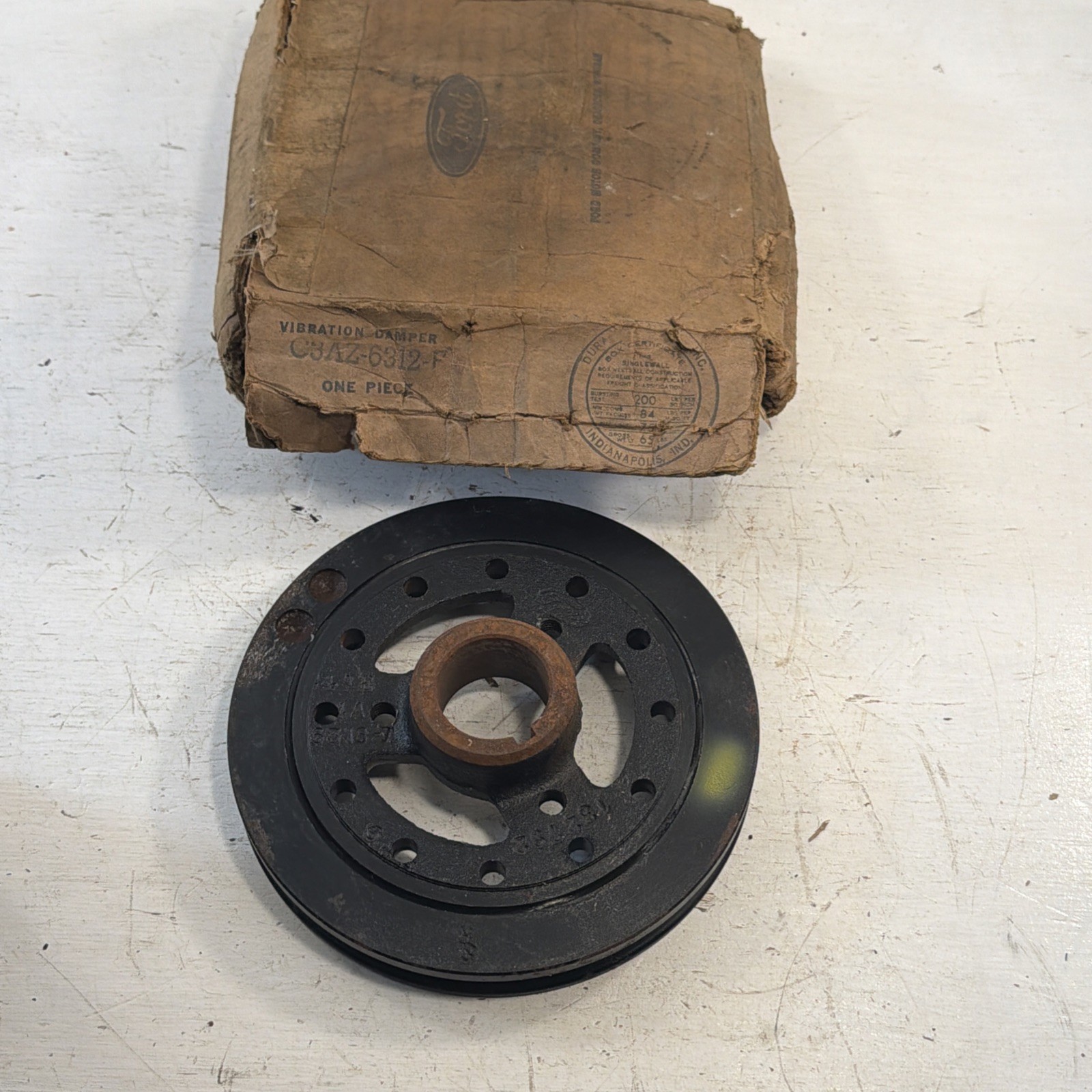 NOS OEM Ford C3AZ-6312-F Single V groove Harmonic Balancer damper 1963-67 V8 NEW