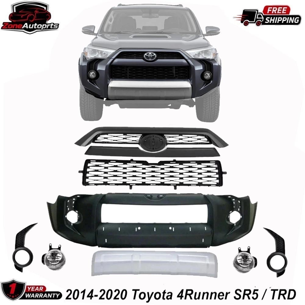 Front Bumper Cover Primed & Grille Kit For 2014-2020 Toyota 4Runner SR5 / TRD