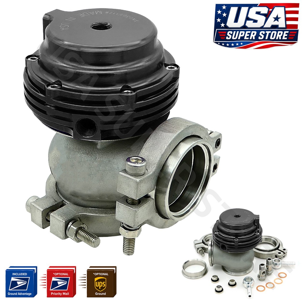 MVS Series 38mm External Wastegate BLACK 22 PSI fits Tial Flange - FAST USA SHIP