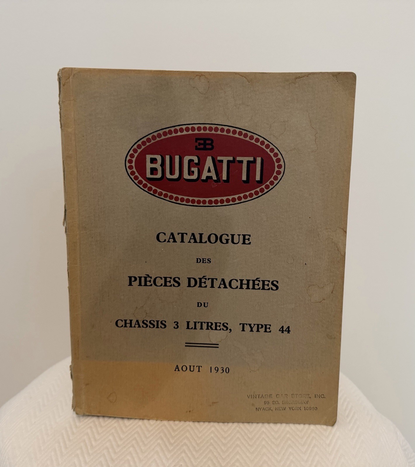 Original 1930 Bugatti Type 44 3-Litre Factory Parts Catalogue Manual French