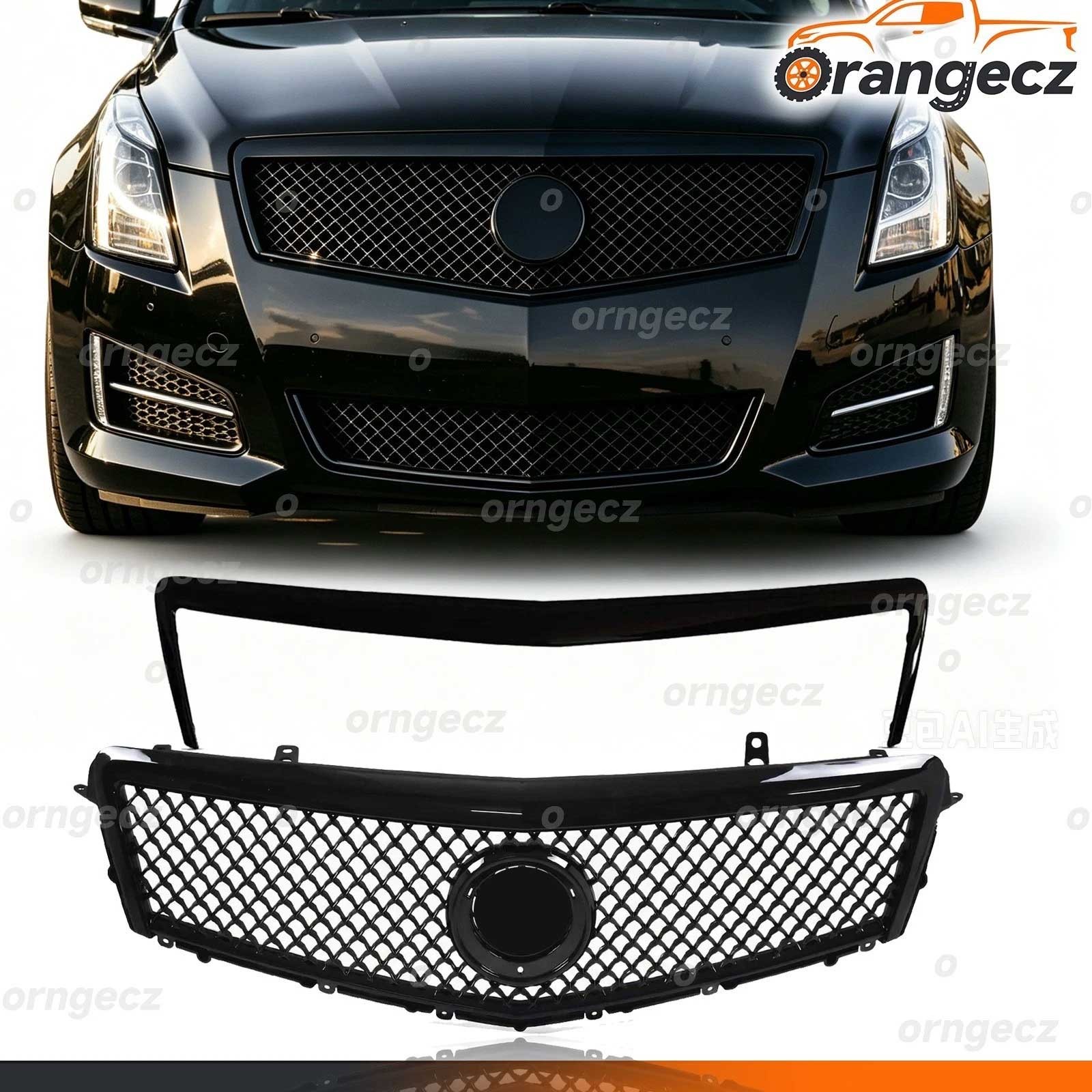 For 2013-2014 Cadillac ATS Front Upper Grille & Trim Molding 2PCS Gloss Black