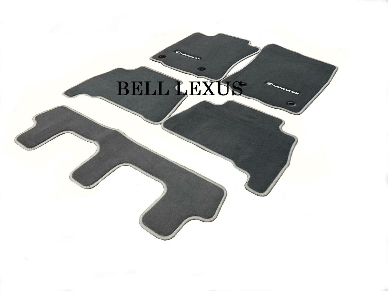 LEXUS BLACK LINE EDITION 5PC CARPET FLOOR MAT SET 2014-2022 GX460 BLACK AND GRAY