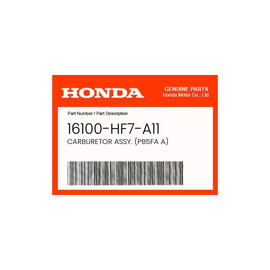 Honda Genuine Carburetor Assy. (Pb5Fa A) - 16100-Hf7-A11
