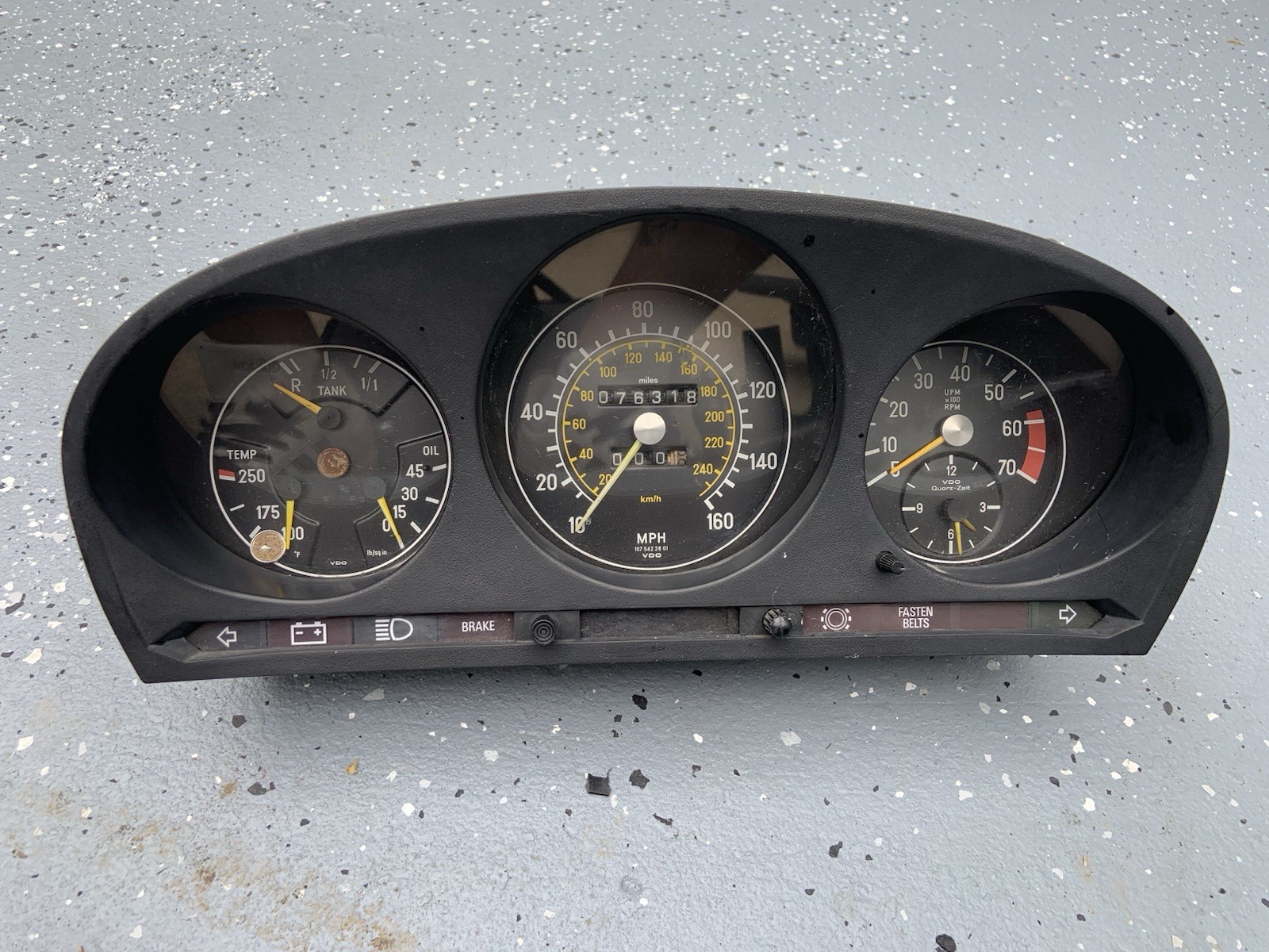 1973-1980 MERCEDES 450SL 450SLC INSTRUMENT CLUSTER 76k OEM Speedometer SL SLC